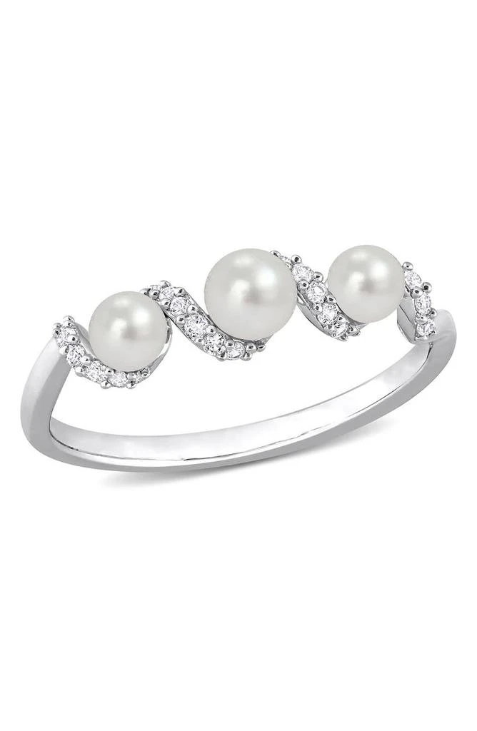 商品DELMAR|Sterling Silver 3.5-4mm Cultured Freshwater Pearl White Sapphire Ring,价格¥494,第1张图片