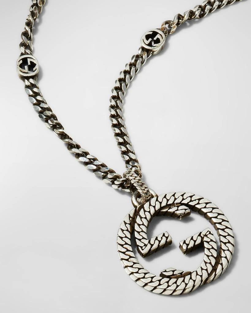 商品Gucci|Men's Interlocking G Sterling Silver Pendant Chain Necklace,价格¥3756,第3张图片详细描述