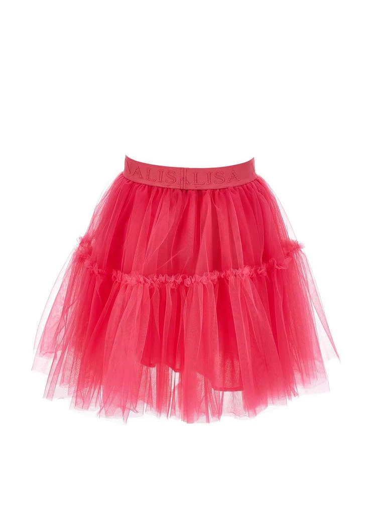 商品MONNALISA|Monnalisa Logo-Waistband Tiered Tulle Overlay Skirt,价格¥401,第2张图片详细描述