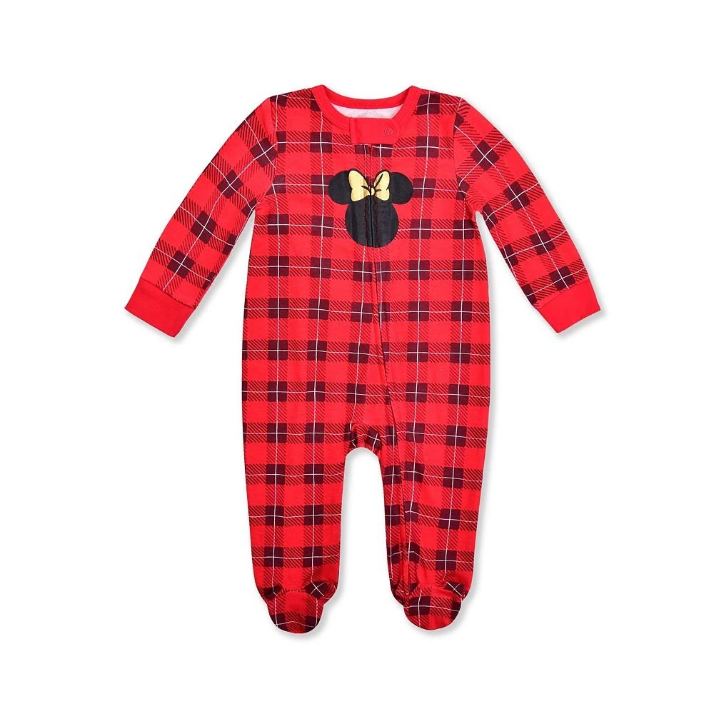 商品Disney|Baby Girls Minnie Mouse Plaid Holiday Coverall,价格¥56,第1张图片