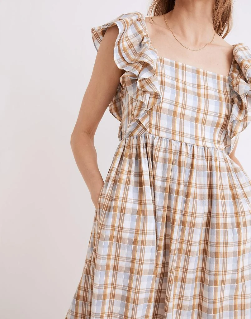 商品Madewell|Ruffle-Sleeve Tiered Midi Dress in Plaid,价格¥315,第4张图片详细描述