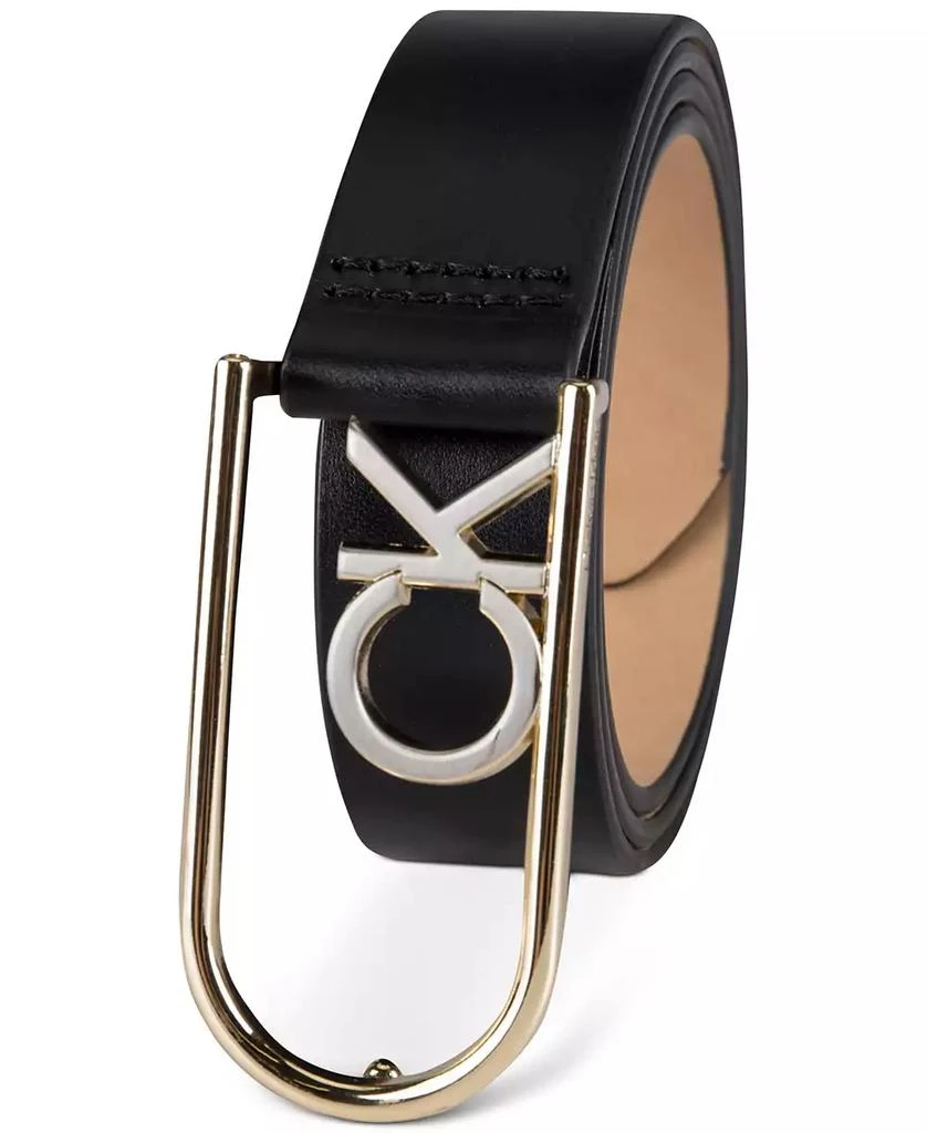 商品Calvin Klein|Two-Tone Monogram Buckle Leather Belt,价格¥169,第2张图片详细描述