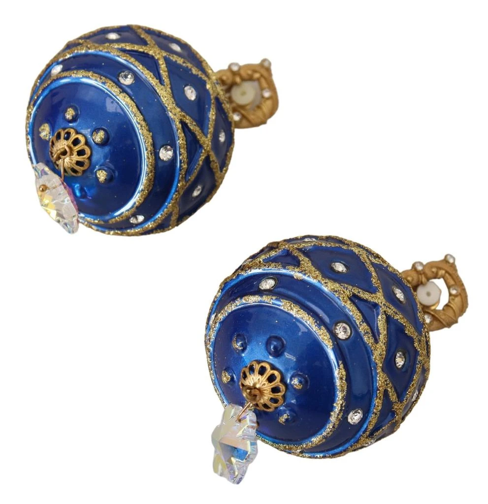 商品Dolce & Gabbana|Gold Brass Blue Dangle Ball Crystal Clip On Earrings,价格¥3856,第4张图片详细描述