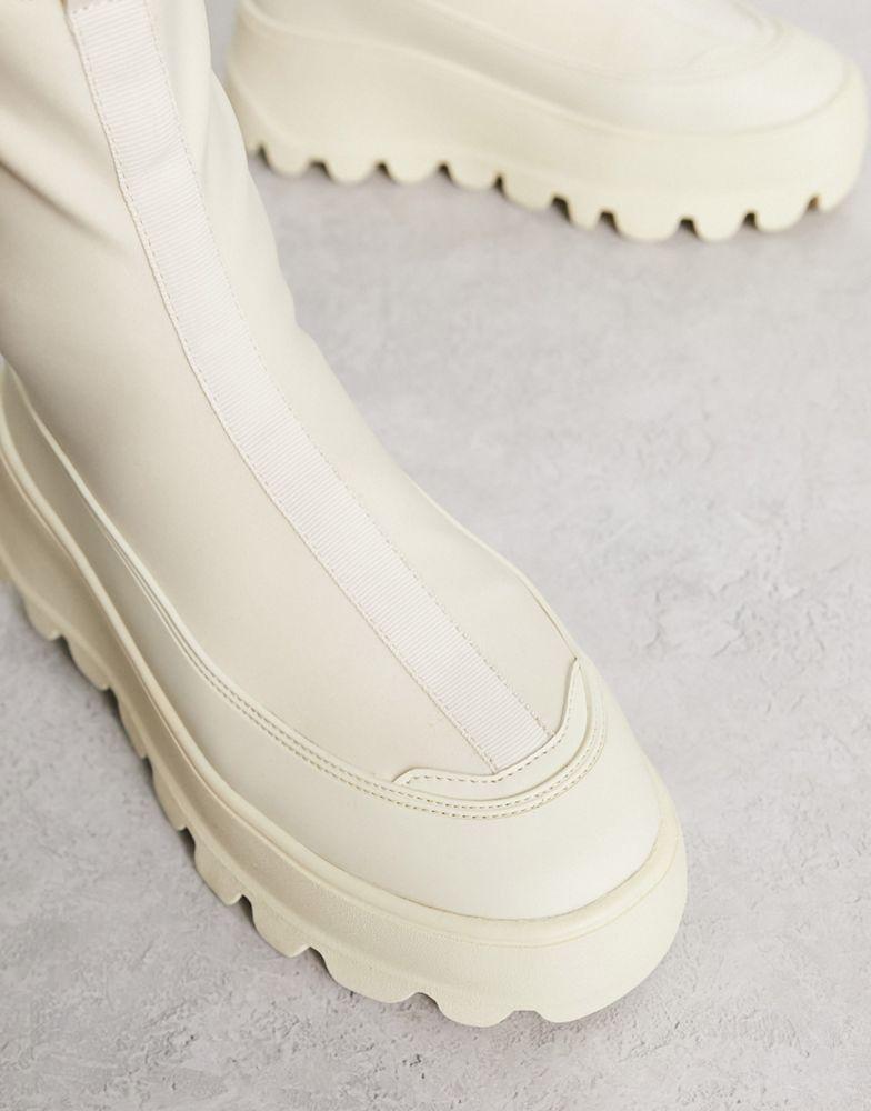 商品ASOS|ASOS DESIGN chunky zip up sock boots in beige neoprene,价格¥453,第5张图片详细描述