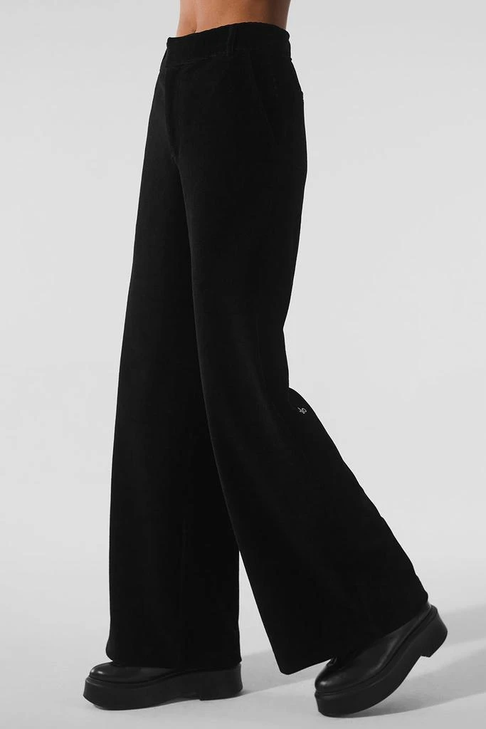 商品Alo|Micro Corduroy Mid-Rise Dreamer Wide Leg Trouser - Black,价格¥1290,第4张图片详细描述