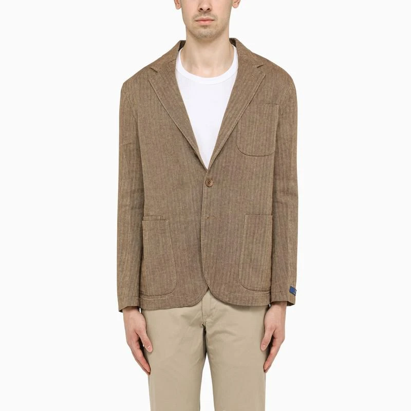 商品Ralph Lauren|Single-breasted brown herringbone jacket,价格¥1626,第1张图片