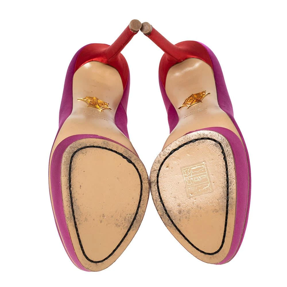 Charlotte Olympia Pink Satin Josephine Platform Pumps Size 38.5 商品
