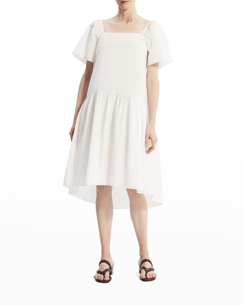 Square-Neck Tiered Midi A-Line Dress商品第1张图片规格展示