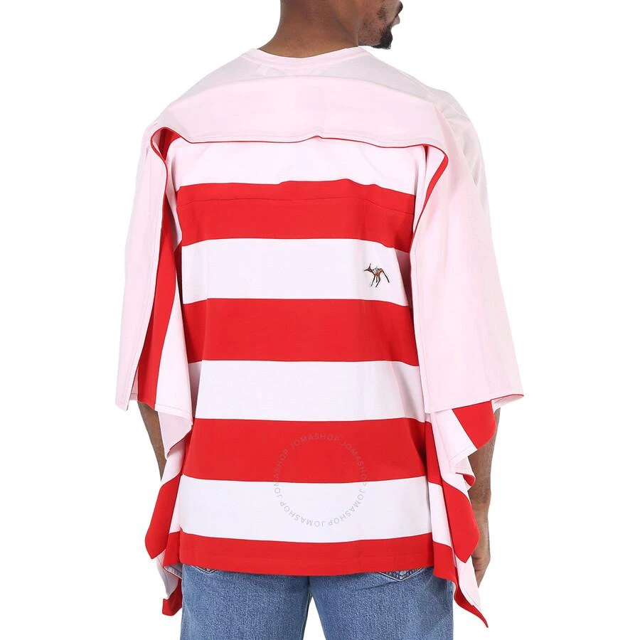 商品Burberry|Men's Pale Pink Striped Cape Detail Cotton Oversized T-shirt,价格¥871,第3张图片详细描述