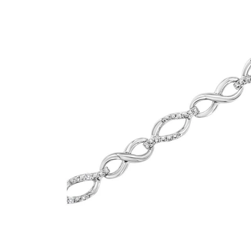 商品Haus of Brilliance|.925 Sterling Silver Diamond Accent Alternating Infinity Shape And Pear Shape Link Bracelet,价格¥1448,第2张图片详细描述