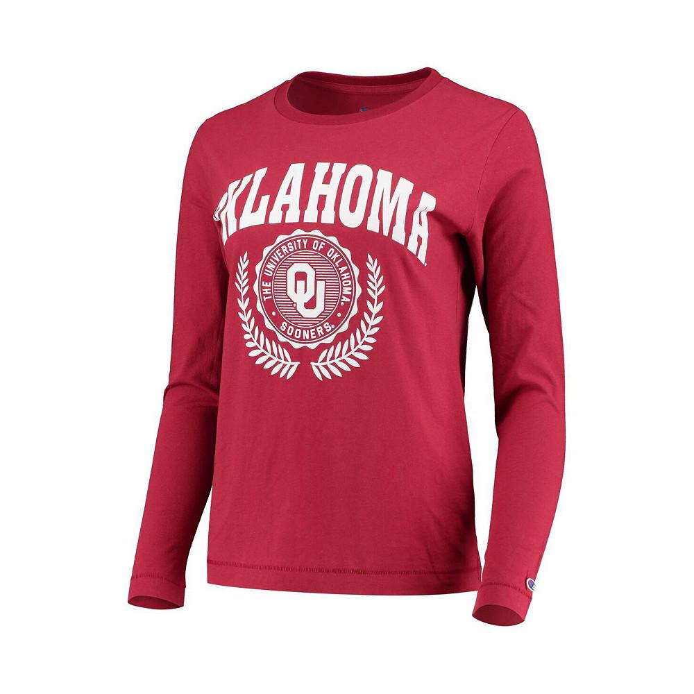 Women's Crimson Oklahoma Sooners University Laurels Long Sleeve T-shirt商品第3张图片规格展示