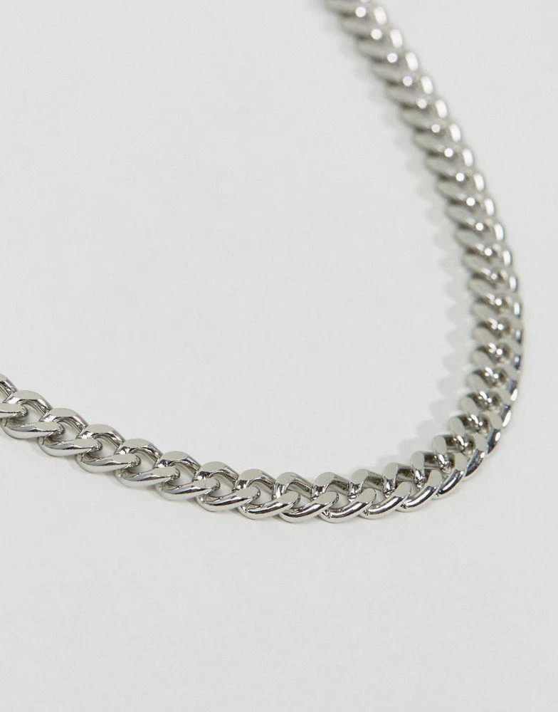 商品ASOS|ASOS DESIGN long curb chain necklace in silver tone,价格¥86,第2张图片详细描述