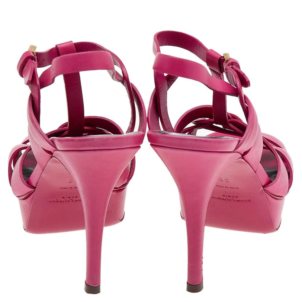 商品[二手商品] Yves Saint Laurent|Saint Laurent Pink Leather Tribute Platform Pumps Size 38,价格¥3043,第5张图片详细描述