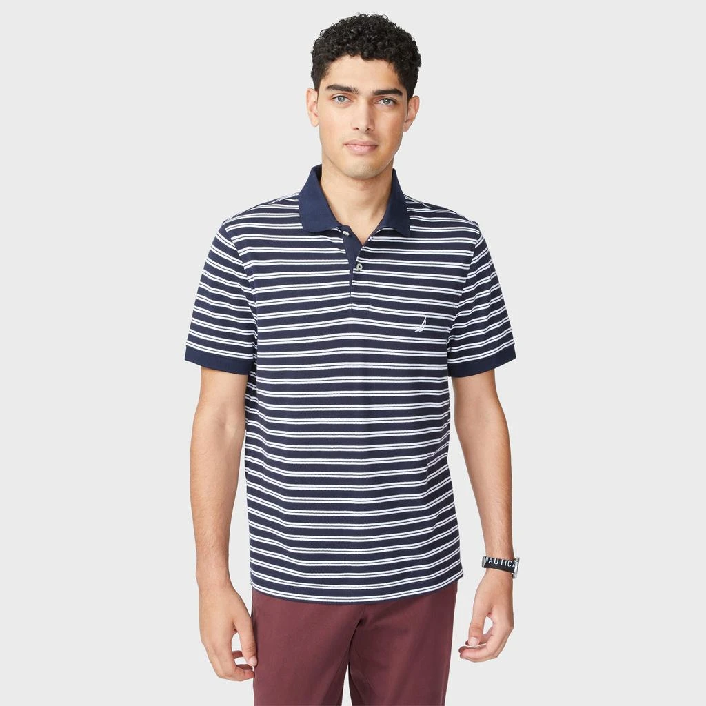 商品Nautica|Mens Classic Fit Striped Premium Cotton Polo,价格¥137,第1张图片