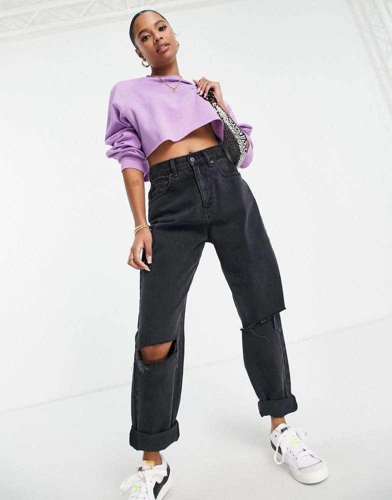 商品Echo Design|ASOS DESIGN Petite crop sweatshirt with seam detail in violet,价格¥95,第2张图片详细描述