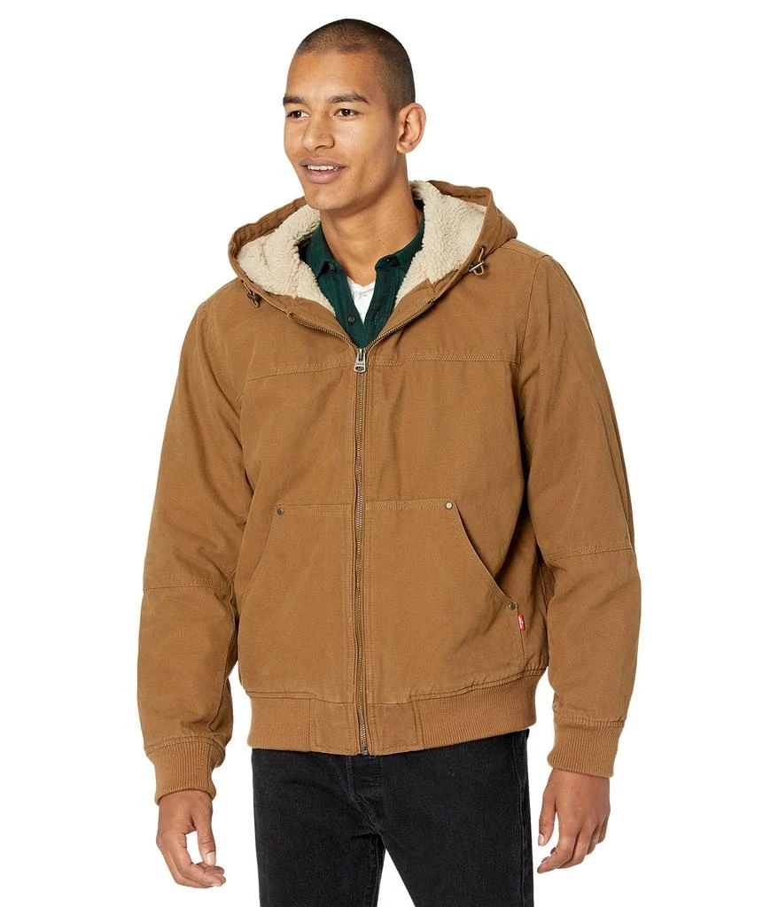 商品Levi's|Cotton Canvas Hooded Utility Jacket with Sherpa Lining,价格¥515,第1张图片