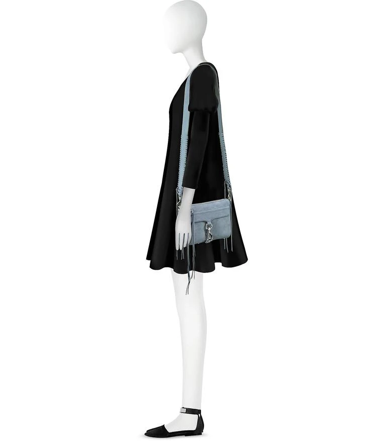 商品Rebecca Minkoff|迷你 Mac 灰尘蓝色正绒面革斜挎包配吉他带,价格¥1317,第3张图片详细描述