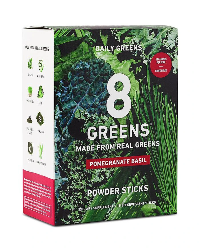 商品8Greens|Powder Stick Supplement - Pomegranate & Basil Flavor, Pack of 15,价格¥210,第1张图片