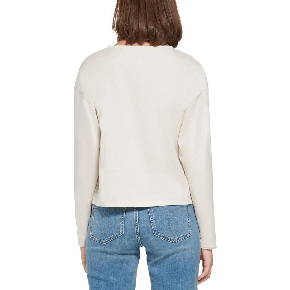 商品Calvin Klein|Women's Cotton Crewneck Logo High-Low T-Shirt,价格¥112,第2张图片详细描述