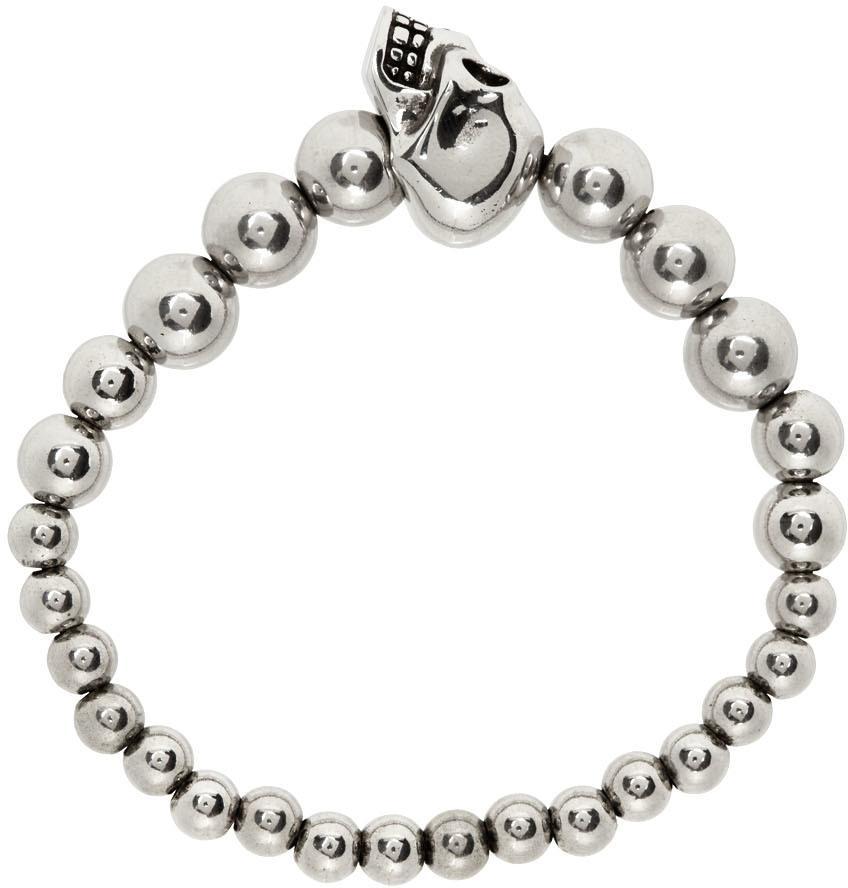 商品Alexander McQueen|Silver Skull Ball Bracelet,价格¥2354,第4张图片详细描述