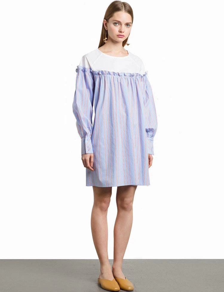 商品Pixie Market|Oversize Ruffled Striped Babydoll Dress,价格¥500,第1张图片