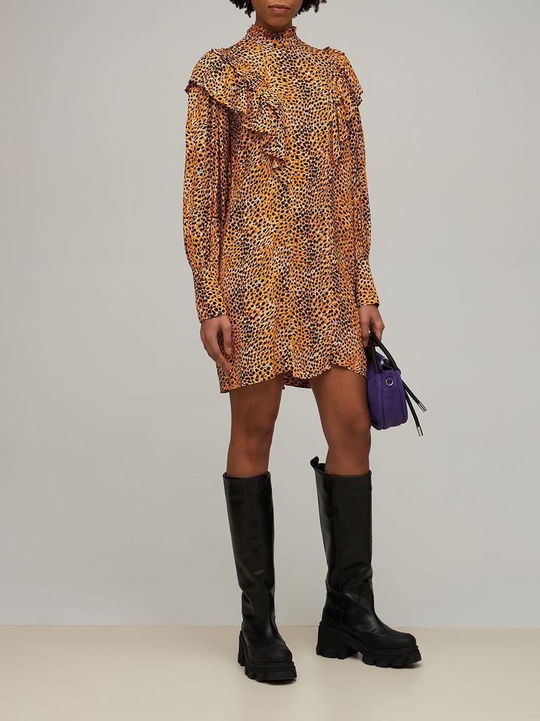 商品Ganni|Printed Viscose Crêpe Ruffled Mini Dress,价格¥1088,第1张图片