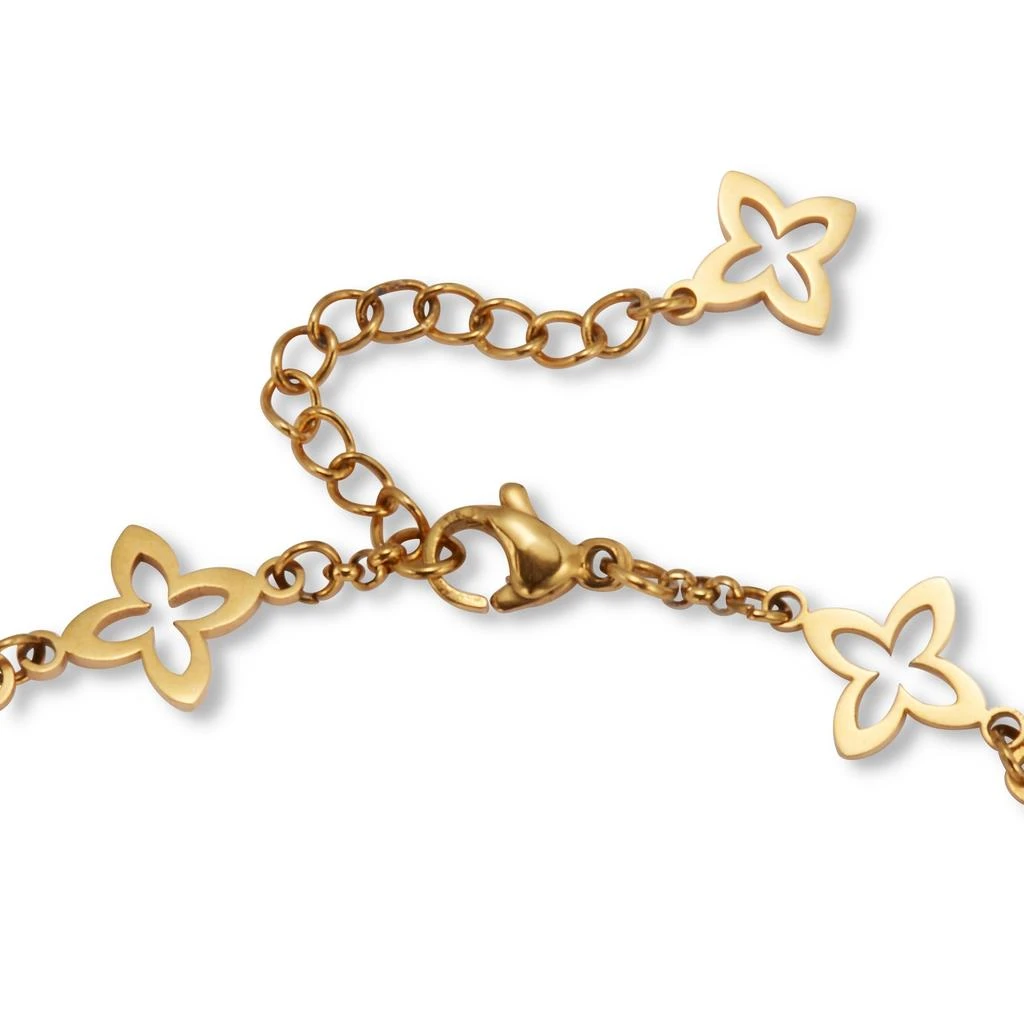 商品Palm Beach Jewelry|Mother of Pearl Yellow Gold Ion-Plated Stainless Steel Clover Bracelet 7-inch,价格¥274,第2张图片详细描述