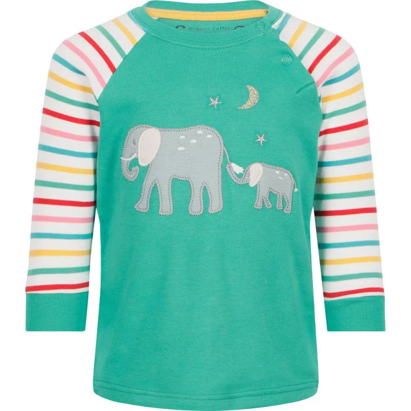 商品Frugi|Elephant logo striped pajama in green and white,价格¥372,第2张图片详细描述