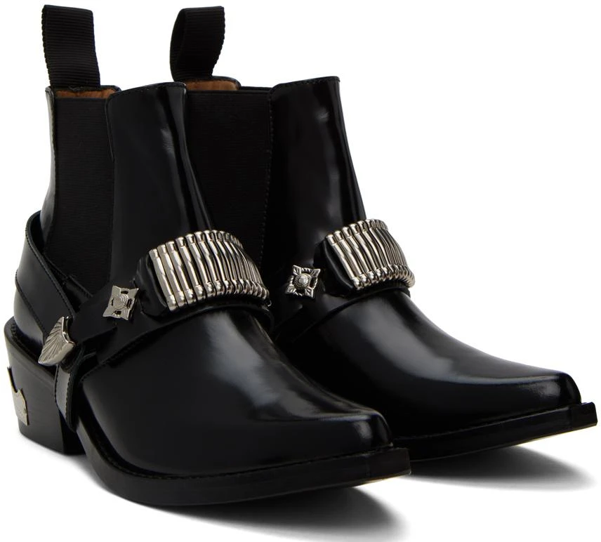 商品Toga Pulla|Black Ankle Strap Chelsea Boots,价格¥1865,第4张图片详细描述