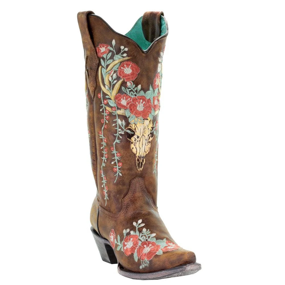 商品Corral Boots|A3652 Embroidery Snip Toe Cowboy Boots,价格¥1771,第2张图片详细描述