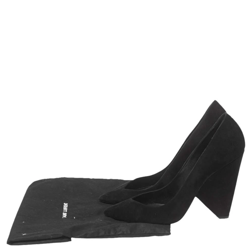 Saint Laurent Black Suede Platform Block Pumps Size 40 商品