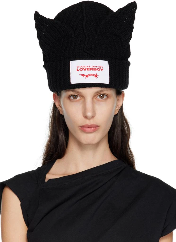 商品Charles Jeffrey Loverboy|Black Chunky Ears Beanie,价格¥1099,第1张图片