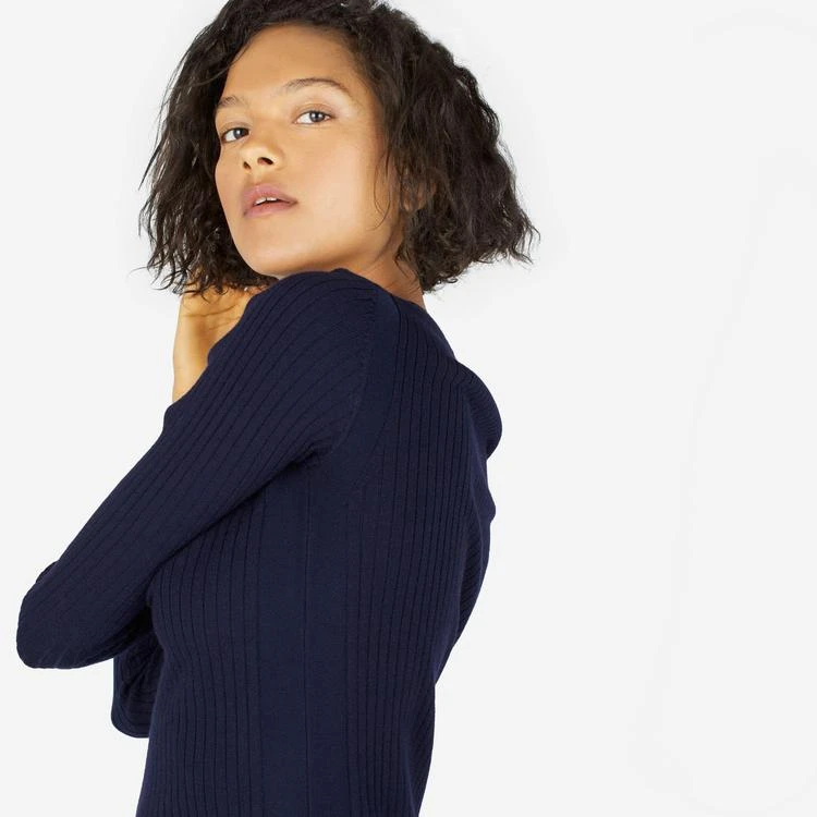 商品Everlane|The Luxe Wool Ribbed Long-Sleeve Dress,价格¥568,第4张图片详细描述
