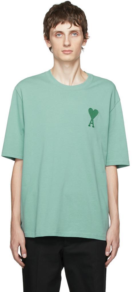 商品AMI|绿色 Ami de Cœur 大贴片T恤 SSENSE独家发售,价格¥945,第1张图片