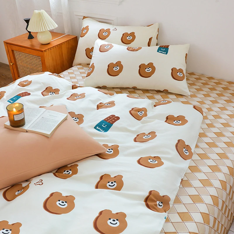 格岚云顿饼干与熊纯棉床上用品四件套全棉三�件套儿童床单被套夏 商品