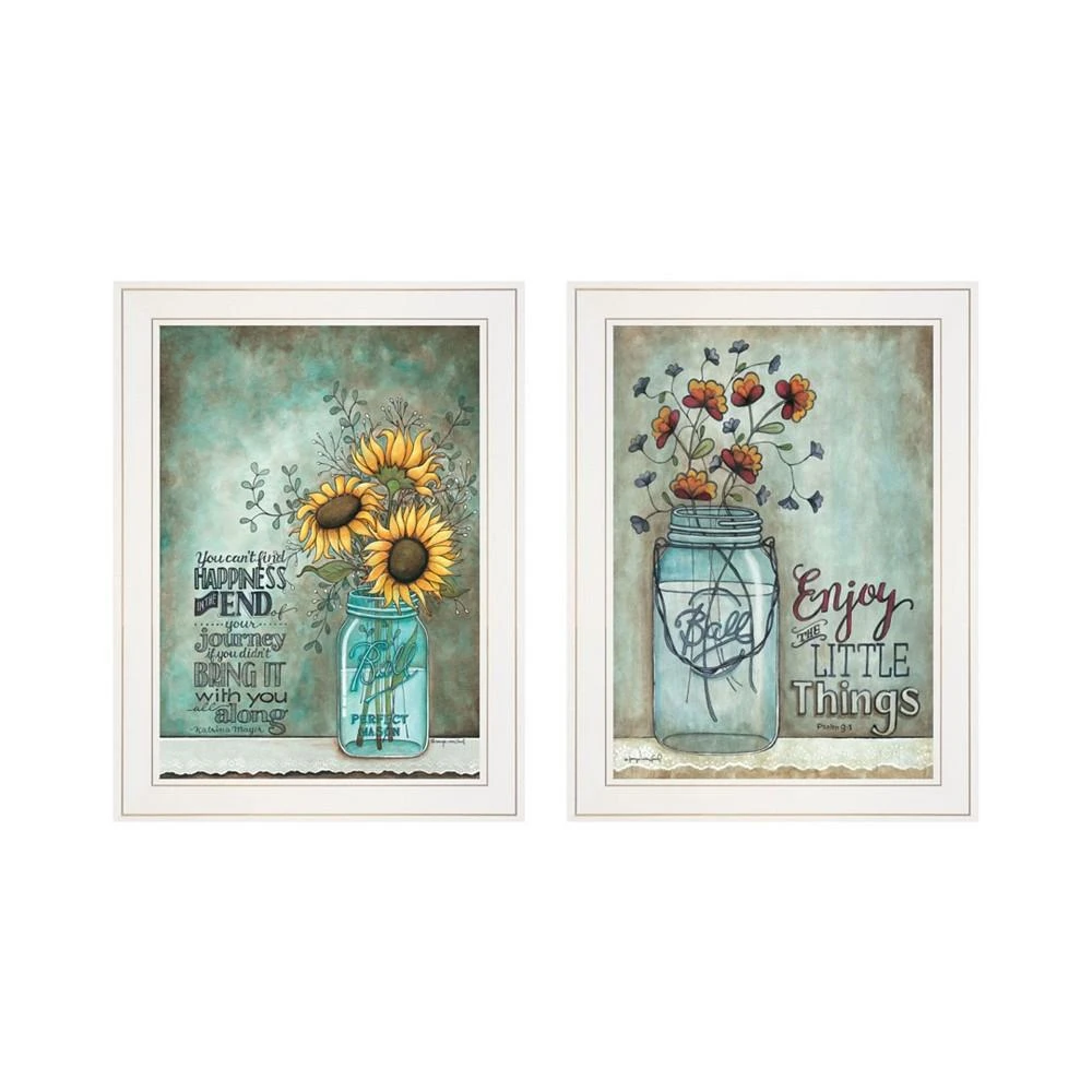 商品Trendy Décor 4U|Trendy Decor 4U Enjoy the Little Things/Happiness 2-Piece Vignette by Tonya Crawford, White Frame, 15" x 19",价格¥1191,第1张图片