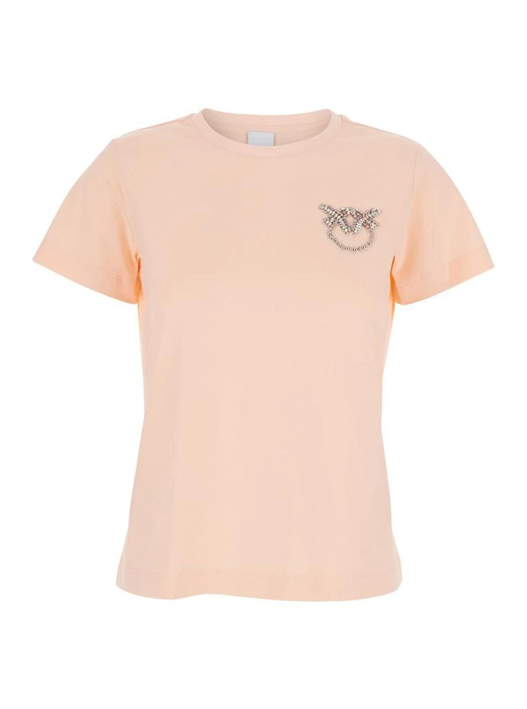 商品PINKO|Nambrone Pink Crewneck T-shirt With Love Birds Diamond Cut Logo On The Chest In Cotton Woman,价格¥1389,第1张图片