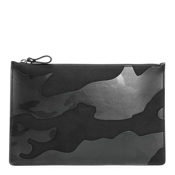 商品Valentino|Valentino 华伦天奴 女士黑色皮革手拿包 QY2P0483-TFN-0NO,价格¥1962,第1张图片