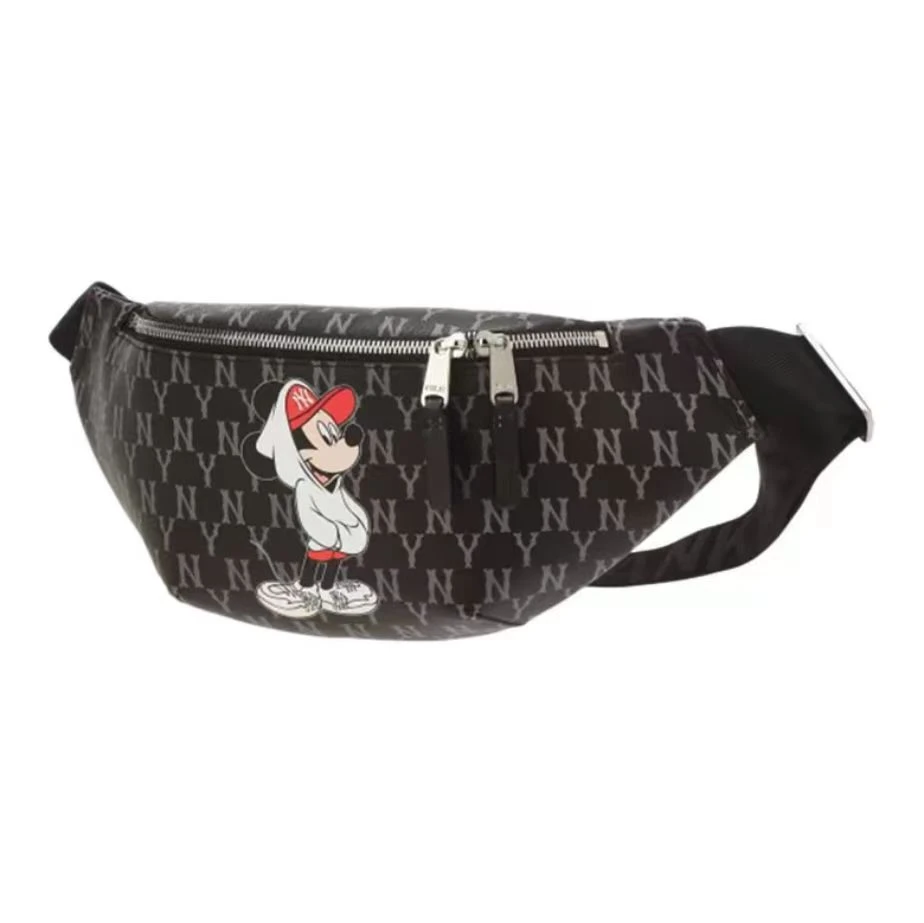 商品[国内直发] MLB|MLB x Disney迪士尼联名款米奇米妮印花复古老花满印斜挎包胸包腰包男女同款,价格¥480,第3张图片详细描述