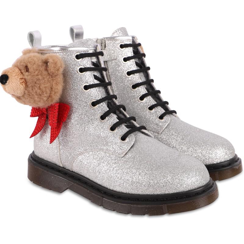 Teddies and bows glitter boots in silver商品第1张图片规格展示