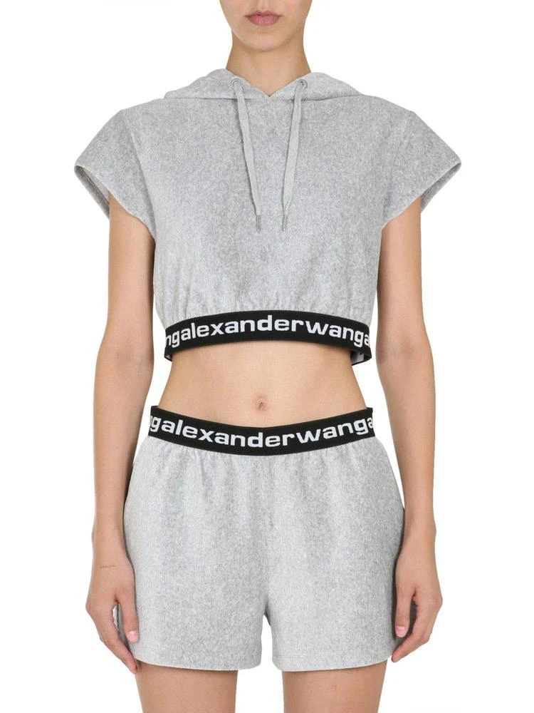 商品Alexander Wang|T By Alexander Wang Cropped Corduroy Hoodie,价格¥1364,第1张图片