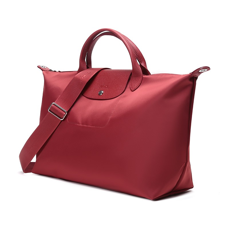 珑骧LONGCHAMP 奢侈品 女士Le Pliage Neo系列红色大号加厚帆布配牛皮革斜挎手提饺子包商品第2张图片规格展示