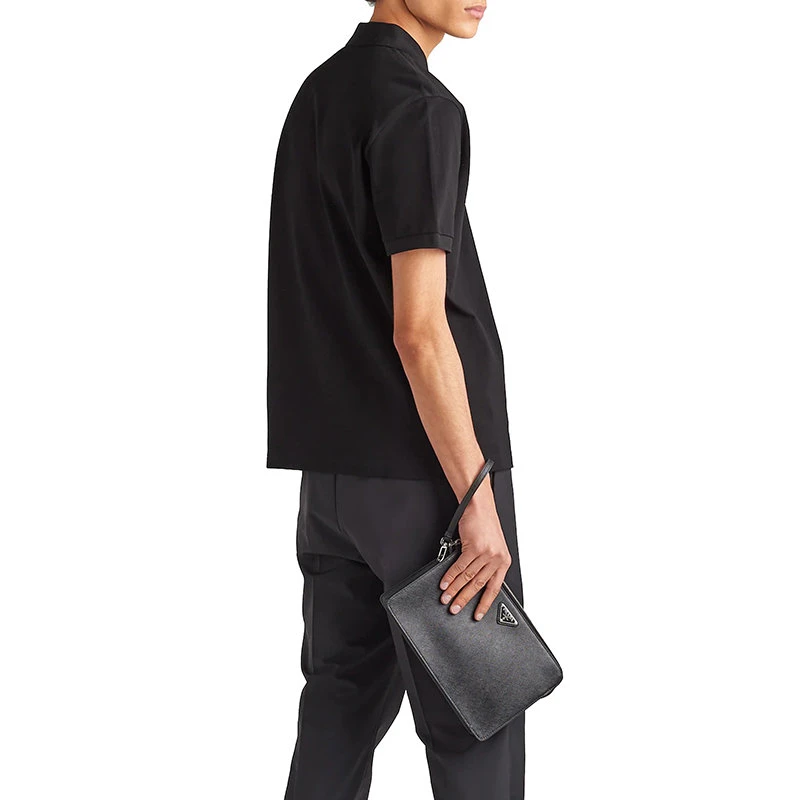 【预售3-7天】PRADA/普拉达  男士黑色纯珠地棉三角徽标短袖Polo衫UJN444_XGS_F0002_S_181 商品