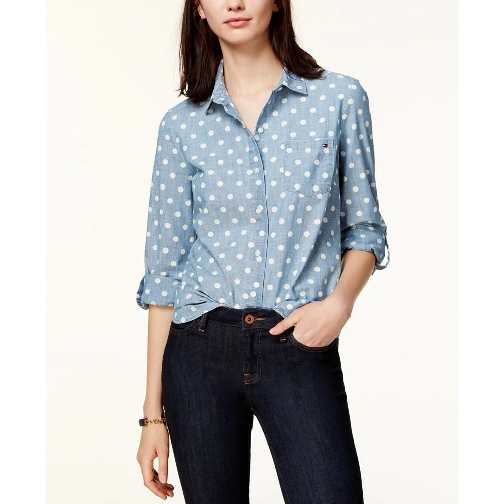 商品Tommy Hilfiger|女士棉质衬衫 Cotton Printed Roll-Tab Utility Shirt,价格¥376,第1张图片