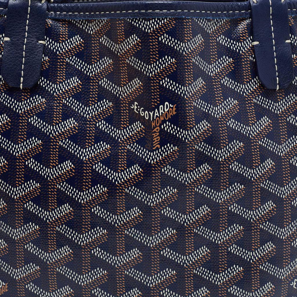 Goyard Navy Blue Goyardine Coated Canvas and Leather Mini Anjou Tote商品第5张图片规格展示