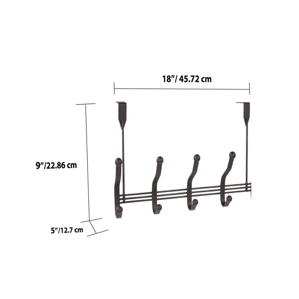 商品Home Basics|Home Basics Over the Door 5 Hook Hanging Rack, Satin Nickel,价格¥131,第3张图片详细描述