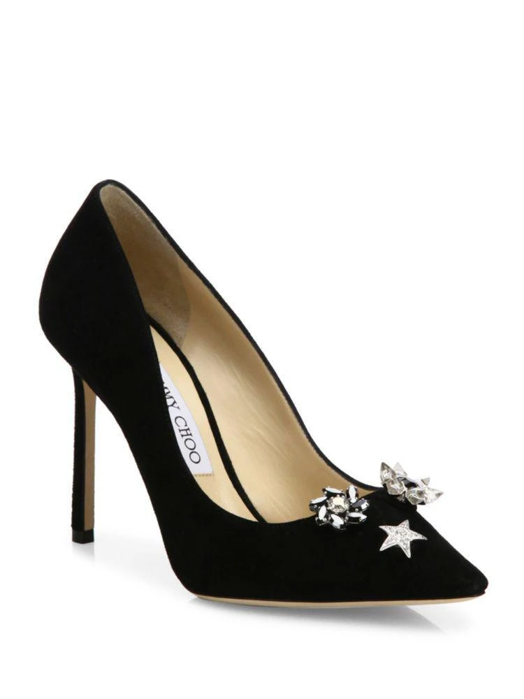 商品Jimmy Choo|Jasmine 100 水晶装饰麂皮高跟鞋,价格¥2838,第1张图片