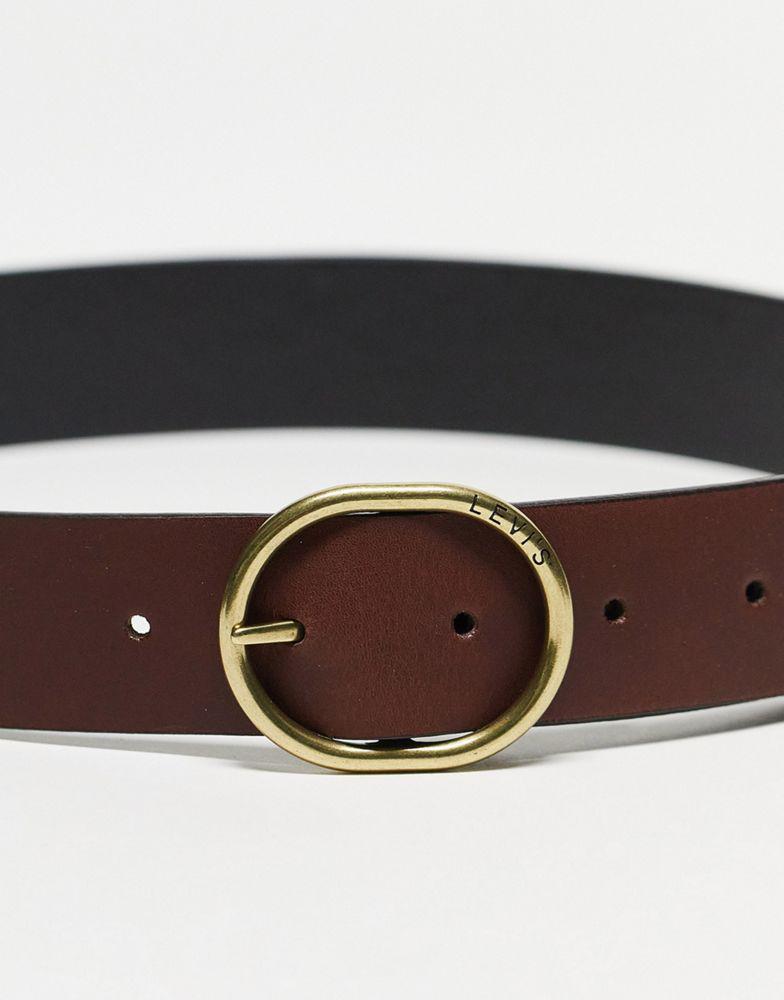 商品Levi's|Levi's Arletha reversible leather belt in black and brown,价格¥339,第6张图片详细描述