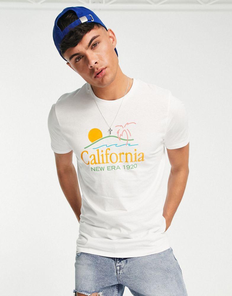 New Era California print t-shirt in white商品第1张图片规格展示
