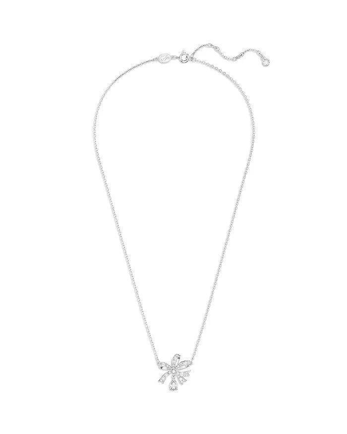 商品Swarovski|Volta Crystal Bow Pendant Necklace in Rhodium Plated, 15"-17",价格¥1116,第1张图片详细描述